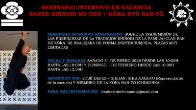 SEMINARIO INTENSIVO EN VALENCIA BANKE SHINOBI NO DEN / K&Ocirc;KA RY&Ucirc; BAN-T&Ocirc;